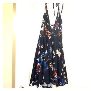 Navy floral halter dress